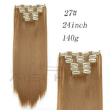 Synthetic Hair with Clips 16 Clip in Hair Extensions False Hair Hairpieces Synthetic 23" Long Straight Apply Hairpiece