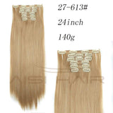 Synthetic Hair with Clips 16 Clip in Hair Extensions False Hair Hairpieces Synthetic 23" Long Straight Apply Hairpiece