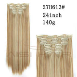 Synthetic Hair with Clips 16 Clip in Hair Extensions False Hair Hairpieces Synthetic 23" Long Straight Apply Hairpiece