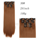 Synthetic Hair with Clips 16 Clip in Hair Extensions False Hair Hairpieces Synthetic 23" Long Straight Apply Hairpiece
