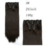 Synthetic Hair with Clips 16 Clip in Hair Extensions False Hair Hairpieces Synthetic 23" Long Straight Apply Hairpiece
