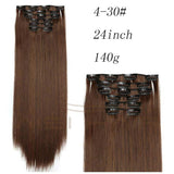 Synthetic Hair with Clips 16 Clip in Hair Extensions False Hair Hairpieces Synthetic 23" Long Straight Apply Hairpiece
