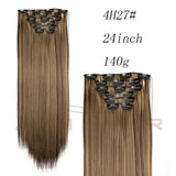 Synthetic Hair with Clips 16 Clip in Hair Extensions False Hair Hairpieces Synthetic 23" Long Straight Apply Hairpiece