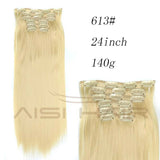 Synthetic Hair with Clips 16 Clip in Hair Extensions False Hair Hairpieces Synthetic 23" Long Straight Apply Hairpiece