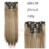 Synthetic Hair with Clips 16 Clip in Hair Extensions False Hair Hairpieces Synthetic 23" Long Straight Apply Hairpiece