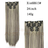 Synthetic Hair with Clips 16 Clip in Hair Extensions False Hair Hairpieces Synthetic 23" Long Straight Apply Hairpiece