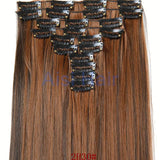 16 Colors Clip in Hair Extensions 25inch Long Straight Fake False Hair Extension Heat Resistant Synthetic Natural Hair Extension