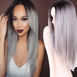 Grey Ombre Wig False Hair Synthetic Wigs for Black Women 26
