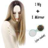 Grey Ombre Wig False Hair Synthetic Wigs for Black Women 26" Long Straight Natural Cheap Hair  jenner Gray Wig Female Hair