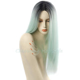 Grey Ombre Wig False Hair Synthetic Wigs for Black Women 26" Long Straight Natural Cheap Hair  jenner Gray Wig Female Hair