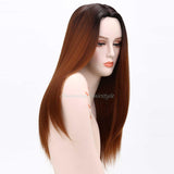 Grey Ombre Wig False Hair Synthetic Wigs for Black Women 26" Long Straight Natural Cheap Hair  jenner Gray Wig Female Hair