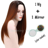 Grey Ombre Wig False Hair Synthetic Wigs for Black Women 26" Long Straight Natural Cheap Hair  jenner Gray Wig Female Hair