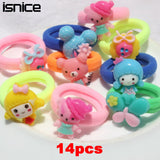 isnice 14 Pcs (7pairs) Cartoon Candy Color Gum for Hair band Headwear baby Girl Hair accessories kids Christmas Gift birthday