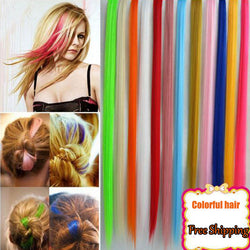 20 Inches  16 Color Synthetic Hair Extension Long Straight Clip In Hair Extensions Heat Resistant Colorful Hairpiece