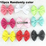 5pair/10Pcs 2 Inch Ribbon Hairbow Girls hair top hair clip For Girl Dot/Print Bow Hairpin Baby Children accessories gum for hair