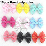 5pair/10Pcs 2 Inch Ribbon Hairbow Girls hair top hair clip For Girl Dot/Print Bow Hairpin Baby Children accessories gum for hair