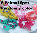 TS 16pcs Cute bunny Baby girl flower hair clip headbands ears dot chiffon headwear wild elastic hair band hair rope ornaments