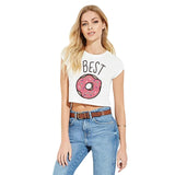 H599 2016 Hot Sale Summer Women T-shirt Cute T Shirt Donut And Coffee Duo Print Funny Best Friends Tees Couple Tops