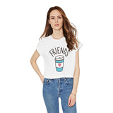 H599 2016 Hot Sale Summer Women T-shirt Cute T Shirt Donut And Coffee Duo Print Funny Best Friends Tees Couple Tops