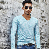 Hot 2017 New Arrival Spring Autumn Fashion Brand V-Neck Slim Fit Long Sleeve TShirt Men Trend Casual Men T-Shirt Korean T Shirts