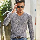 Hot 2017 New Arrival Spring Autumn Fashion Brand V-Neck Slim Fit Long Sleeve TShirt Men Trend Casual Men T-Shirt Korean T Shirts