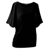 Spring Summer Womens O-neck T Shirt Short Sleeve Crewneck Cut Out Off Shoulder Top