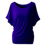 Spring Summer Womens O-neck T Shirt Short Sleeve Crewneck Cut Out Off Shoulder Top