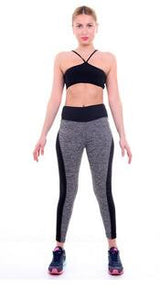 Plus Size Black/Gray Women's Fitness Leggings Workout Pants Panelled Ladies High Waist Leggins Quick-drying Wear Trousers CK1006
