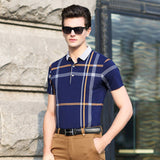 2017 Summer Men Polo Shirts Plaid Patchwork Short Sleeve Cool Mercerized Cotton Slim Fit Casual Business Men Shirts Luxury Brand