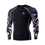 Men MMA Compression Shirts Rashguard Fitness Long Sleeves Base Layer Skin Tight Weight Lifting Men T Shirts 22