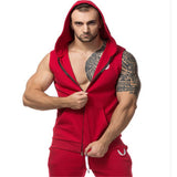 2016 New Brand Stretchy Sleeveless Shirt Casual Fashion Hooded Gyms Tank Top Men  bodybuilding Fitness Clothing