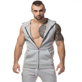 2016 New Brand Stretchy Sleeveless Shirt Casual Fashion Hooded Gyms Tank Top Men  bodybuilding Fitness Clothing