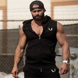 2016 New Brand Stretchy Sleeveless Shirt Casual Fashion Hooded Gyms Tank Top Men  bodybuilding Fitness Clothing