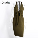 Simplee Apparel Halter deep v neck evening club dress Women backless short sexy dress Summer style party bodycon dress vestidos