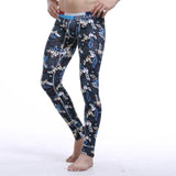 Men Cotton Printing Thermal Underwear Bottom Warm Long Johns Leggings Pants