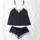 Satin Cami and  Shorts Set Lace Nightgowns Comfy  Pajamas  Pretty Nighties Artificial Silk Sleepwear Sets