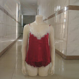 Satin Cami and  Shorts Set Lace Nightgowns Comfy  Pajamas  Pretty Nighties Artificial Silk Sleepwear Sets
