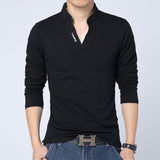 Polo shirts men's  Hot  Men Slim collar Solid color long-sleeved POLO shirt   Fashion Business Leisure style Brand male clothes