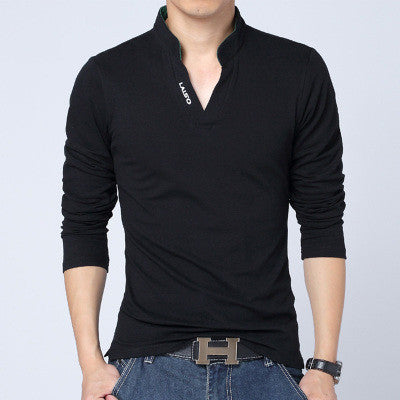 Polo shirts men's  Hot  Men Slim collar Solid color long-sleeved POLO shirt   Fashion Business Leisure style Brand male clothes