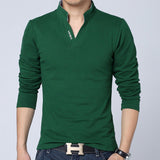 Polo shirts men's  Hot  Men Slim collar Solid color long-sleeved POLO shirt   Fashion Business Leisure style Brand male clothes