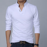Polo shirts men's  Hot  Men Slim collar Solid color long-sleeved POLO shirt   Fashion Business Leisure style Brand male clothes