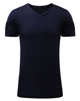 2017 Summer New Mens Tops Tees Cotton V Neck Short Sleeve T Shirt Men Fashion Trends Fitness Solid Tshirt Plus Size S-XL