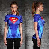 HOT WOMEN T-SHIRT BODYS ARMOUR MARVEL CAPTAIN AMERICA /SUPERMAN COMPRESSION T SHIRT GIRL UNDER FITNESS TIGHTS TOPS CLOTHING