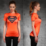 HOT WOMEN T-SHIRT BODYS ARMOUR MARVEL CAPTAIN AMERICA /SUPERMAN COMPRESSION T SHIRT GIRL UNDER FITNESS TIGHTS TOPS CLOTHING