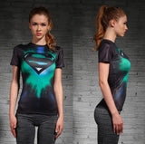 HOT WOMEN T-SHIRT BODYS ARMOUR MARVEL CAPTAIN AMERICA /SUPERMAN COMPRESSION T SHIRT GIRL UNDER FITNESS TIGHTS TOPS CLOTHING