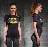 HOT WOMEN T-SHIRT BODYS ARMOUR MARVEL CAPTAIN AMERICA /SUPERMAN COMPRESSION T SHIRT GIRL UNDER FITNESS TIGHTS TOPS CLOTHING