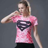 HOT WOMEN T-SHIRT BODYS ARMOUR MARVEL CAPTAIN AMERICA /SUPERMAN COMPRESSION T SHIRT GIRL UNDER FITNESS TIGHTS TOPS CLOTHING