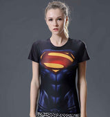 HOT WOMEN T-SHIRT BODYS ARMOUR MARVEL CAPTAIN AMERICA /SUPERMAN COMPRESSION T SHIRT GIRL UNDER FITNESS TIGHTS TOPS CLOTHING