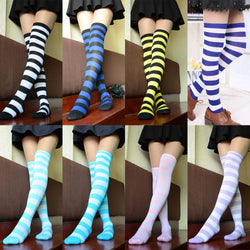 Hot New Sexy Women Girl Striped Cotton Thigh High Stocking Over the Knee Socks Fashion Stockings For Dating Cosplay Cheap Z1