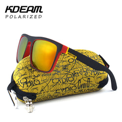 Highly Recommended KDEAM Mirror Polarized Sunglasses Men Surfing Sport Sun Glasses Women UV gafas de sol With Peanut Case KD156